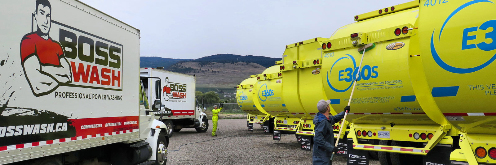 BOSSWASH employee pressue washing stadium chairs